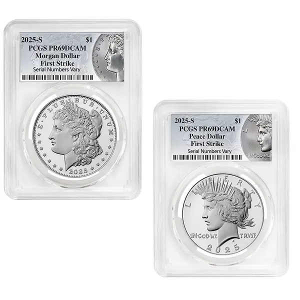 Default 2025-S Morgan and Peace Silver Dollar Proof 2-Coin Set PCGS PF 69 FS (Morgan/Peace)