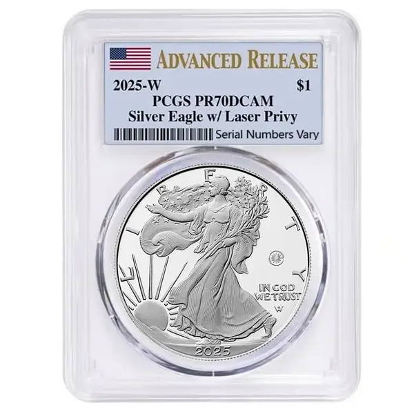 Default 2025-W Laser Engraved Privy 1 oz Proof Silver American Eagle PCGS PF 70 AR