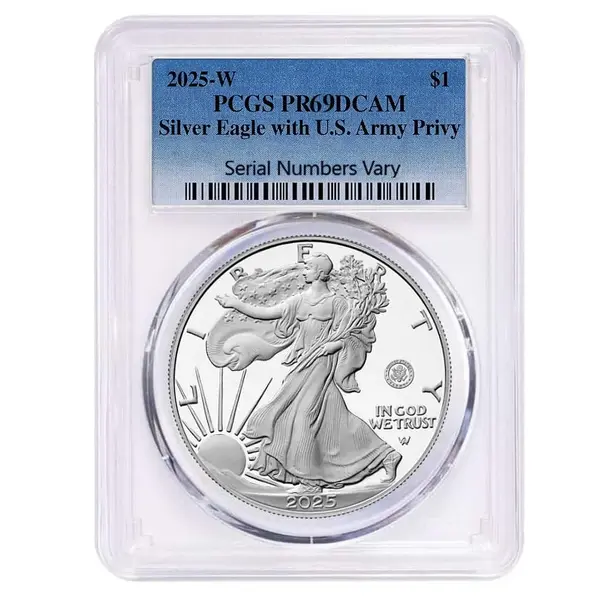 Default 2025-W US Army Privy 1 oz Proof Silver American Eagle PCGS PF 69