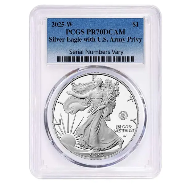 Default 2025-W US Army Privy 1 oz Proof Silver American Eagle PCGS PF 70