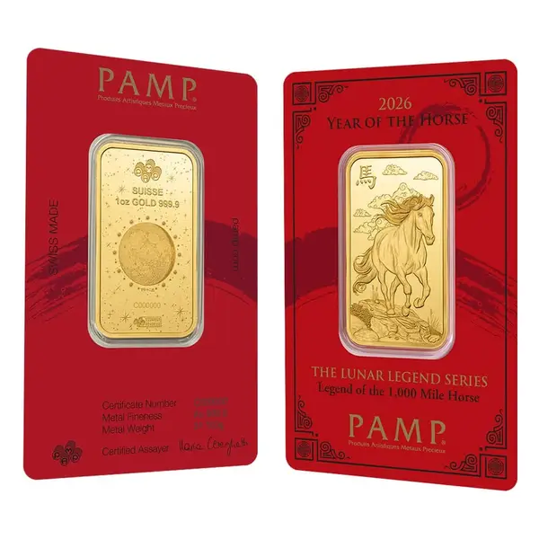 Default 2026 1 oz PAMP Suisse Lunar Horse Gold Bar (in Assay)