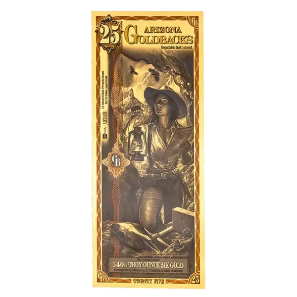Default 25 Arizona Goldback 1/40 oz 24K Gold Foil Aurum Note