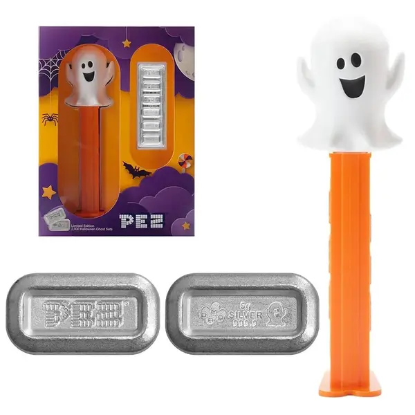 Default 30 Gram PAMP Halloween Ghost PEZ® Dispenser & Silver Wafers