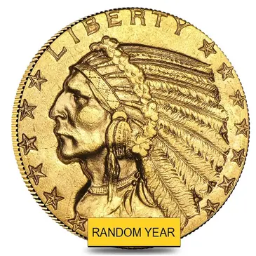 American $5 Gold Half Eagle Indian Head - Brilliant Uncirculated (Random Year)