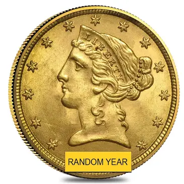 American $5 Gold Half Eagle Liberty Head - Brilliant Uncirculated BU (Random Year)