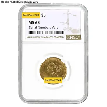 American $5 Gold Half Eagle Liberty Head NGC MS 63 (Random Year)