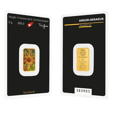 Default 5 gram Argor Heraeus Kinebar Gold Bar .9999 Fine (In Assay)