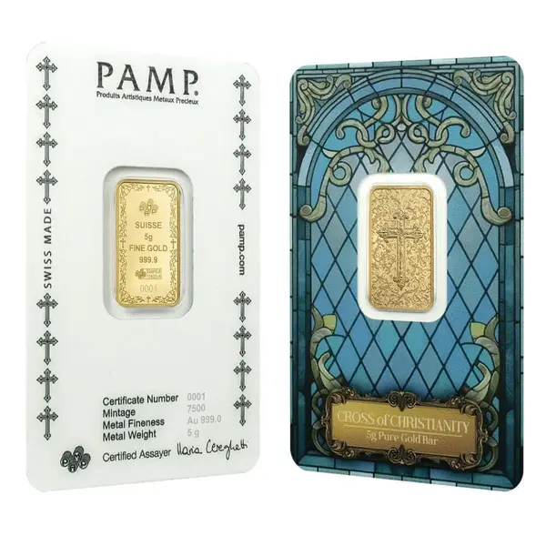 Default 5 Gram PAMP Suisse Christian Cross Gold Bar (in Assay)