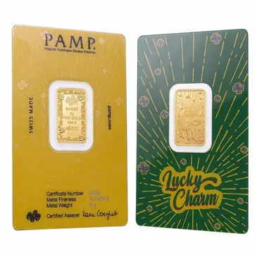 Default 5 Gram PAMP Suisse Lucky Pig Gold Bar .9999 Fine (in Assay)