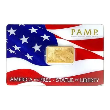 Default 5 Gram PAMP Suisse Statue of Liberty Gold Bar .9999 Fine (in Assay)