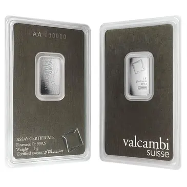Default 5 gram Platinum Bar - Valcambi Suisse .9995 Fine (In Assay)