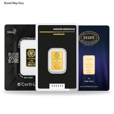 Default 5 gram Random Brand Gold Bar .999+ Fine (In Assay)