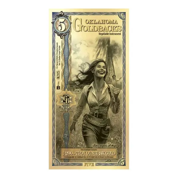 Default 5 Oklahoma Goldback 1/200 oz 24K Gold Foil Aurum Note