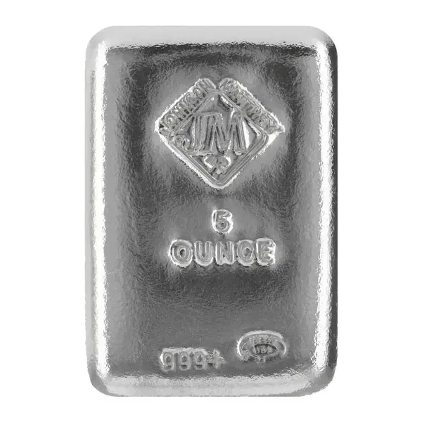 Default 5 oz Johnson Matthey (JM) Silver Bar .999+ Fine (Poured)