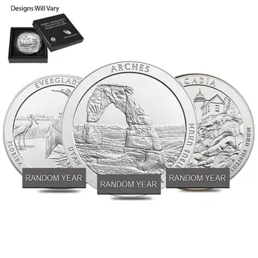 Default 5 oz Silver America the Beautiful ATB Uncirculated Random Year (w/Box & COA)