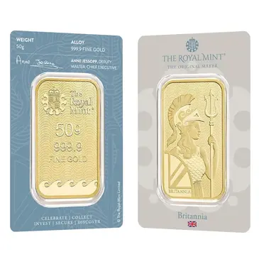 Default 50 gram Britannia Gold Bar .9999 Fine (In Assay)