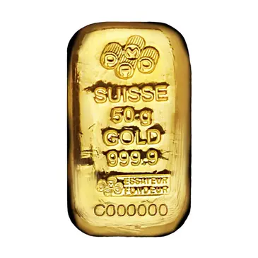 PAMP Suisse 50 gram Gold Bar PAMP Suisse .9999 Fine (Cast, w/Assay)