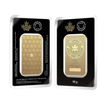 Default 50 Gram RCM Wafer Gold Bar .9999 Fine (in Assay)