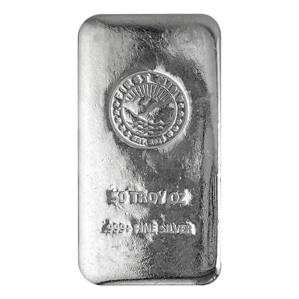 Default 50 oz First Mint Silver Cast Bar .999 Fine