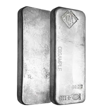 Default 50 oz Johnson Matthey (JM) Silver Vintage Bar .999 Fine