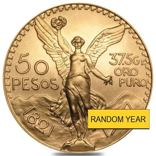 Mexican 50 Pesos Mexican Gold Coin AU/BU (Random Year)