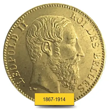 Belgium Belgium Gold 20 Francs Leopold II Avg Circ AGW .1867 (Random Year,1867-1914)