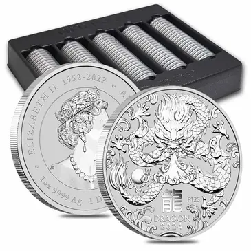Default Box of 100 - 2024 1 oz Silver Lunar Dragon BU Australian Perth Mint