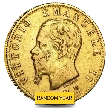Default Italy Gold 20 Lire Vittorio Emanuele II Avg Circ (Random Year,1861-1878)