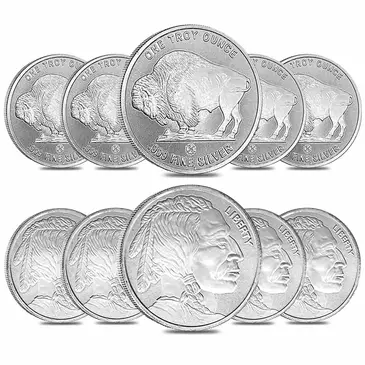 Default Lot of 10 - 1 oz Buffalo Silver Round .999 Fine