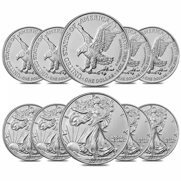 Default Lot of 10 - 2022 1 oz Silver American Eagle $1 Coin BU