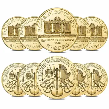 Default Lot of 10 - 2023 1/10 oz Austrian Gold Philharmonic Coin BU