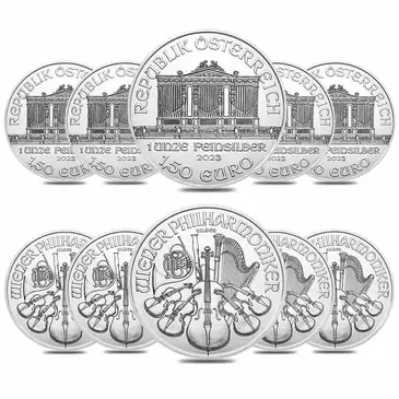 Default Lot of 10 - 2023 1 oz Austrian Silver Philharmonic Coin BU