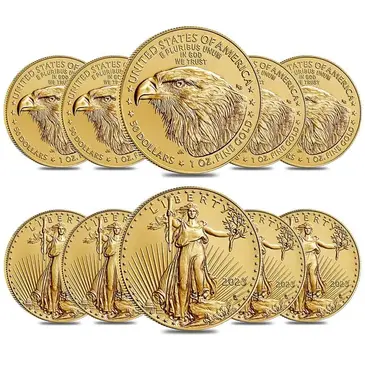 Default Lot of 10 - 2023 1 oz Gold American Eagle $50 Coin BU