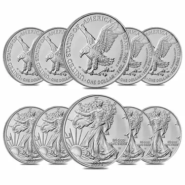 Default Lot of 10 - 2023 1 oz Silver American Eagle $1 Coin BU