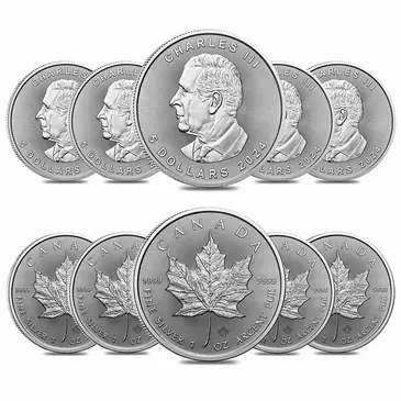 Default Lot of 10 - 2024 1 oz Canadian Silver Maple Leaf Coin BU