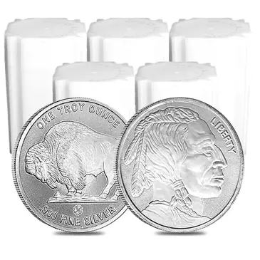 Default Lot of 100 - 1 oz Buffalo Silver Round .999 Fine (5 Tubes of 20)