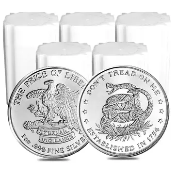 Default Lot of 100 - 1 oz Don't Tread On Me Silver Round .999 Fine