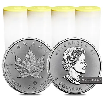 Default Lot of 100 - 1 oz Silver Canadian Maple Leaf BU (Random Year)
