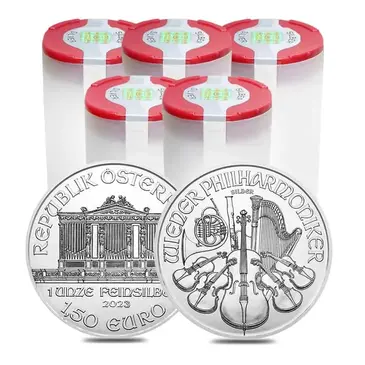 Default Lot of 100 - 2023 1 oz Austrian Silver Philharmonic Coin BU (5 Roll, Tube of 20)