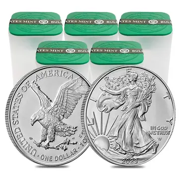 Default Lot of 100 - 2023 1 oz Silver American Eagle $1 Coin BU (5 Roll, Tube of 20)