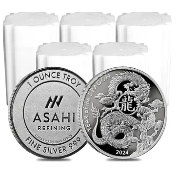 Default Lot of 100 - 2024 1 oz Asahi Lunar Dragon Silver Round .999 Fine