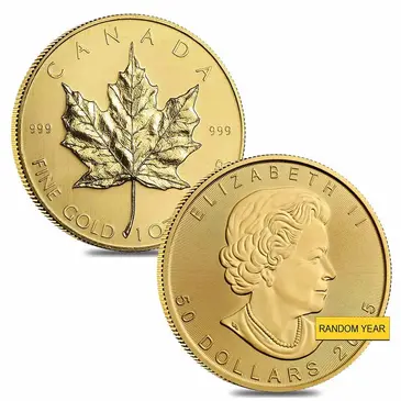 Default Lot of 2 - 1 oz Canadian Gold Maple Leaf $50 Coin (Random Year)