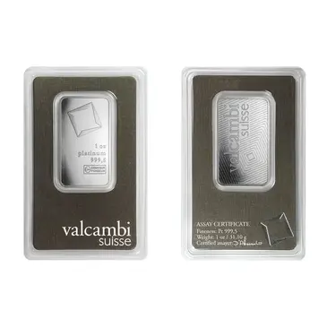 Default Lot of 2 - 1 oz Platinum Bar - Valcambi Suisse .9995 Fine (In Assay)
