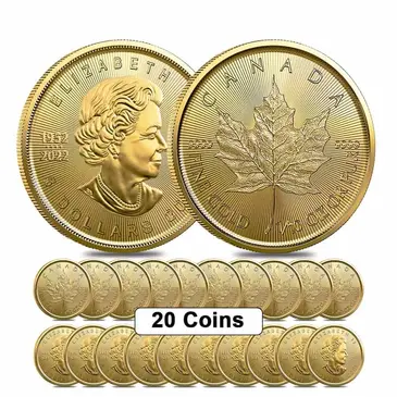 Default Lot of 20 - 2023 1/10 oz Canadian Gold Maple Leaf $5 Coin .9999 Fine BU (Sealed)