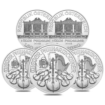 Default Lot of 5 - 2023 1 oz Austrian Silver Philharmonic Coin BU
