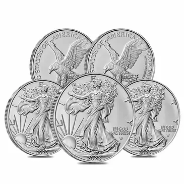 Default Lot of 5 - 2023 1 oz Silver American Eagle $1 Coin BU
