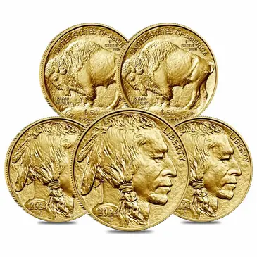 Default Lot of 5 - 2024 1 oz Gold American Buffalo $50 Coin BU