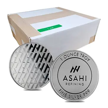 Default Lot of 500 - 1 oz Asahi Silver Round .999 Fine (25 Tubes of 20)