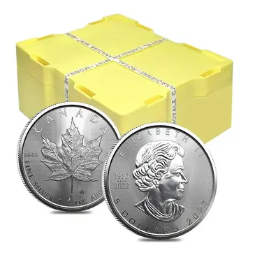 Default Monster Box of 500 - 2023 1 oz Canadian Silver Maple Leaf .9999 Fine $5 Coin BU (20 Roll, Tube of 25)