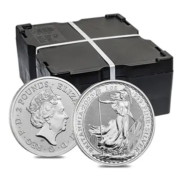 Default Monster Box of 500 - 2023 Great Britain 1 oz Silver Britannia Coin .999 Fine BU (20 Rolls, Tube of 25)